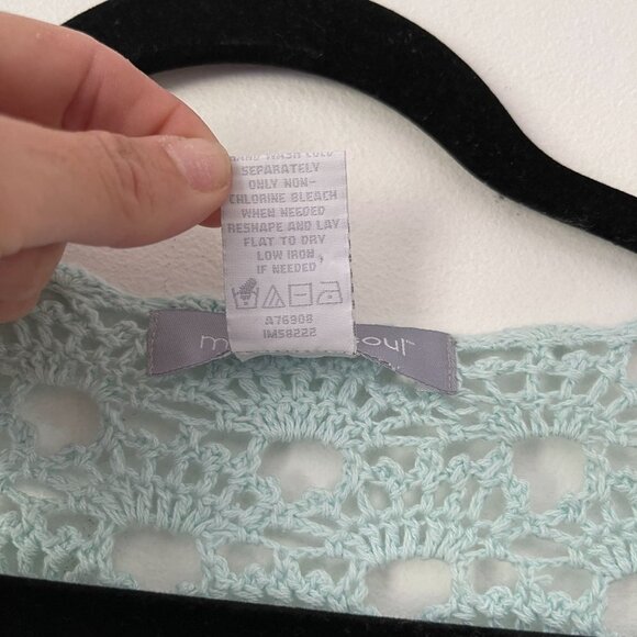 Modern Soul Size XL Linen Blend Crochet Knit Open Cardigan Sweater Long Sleeve - Picture 8 of 8